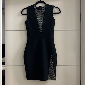 Bella Barnett Black Mesh V Neck Dress